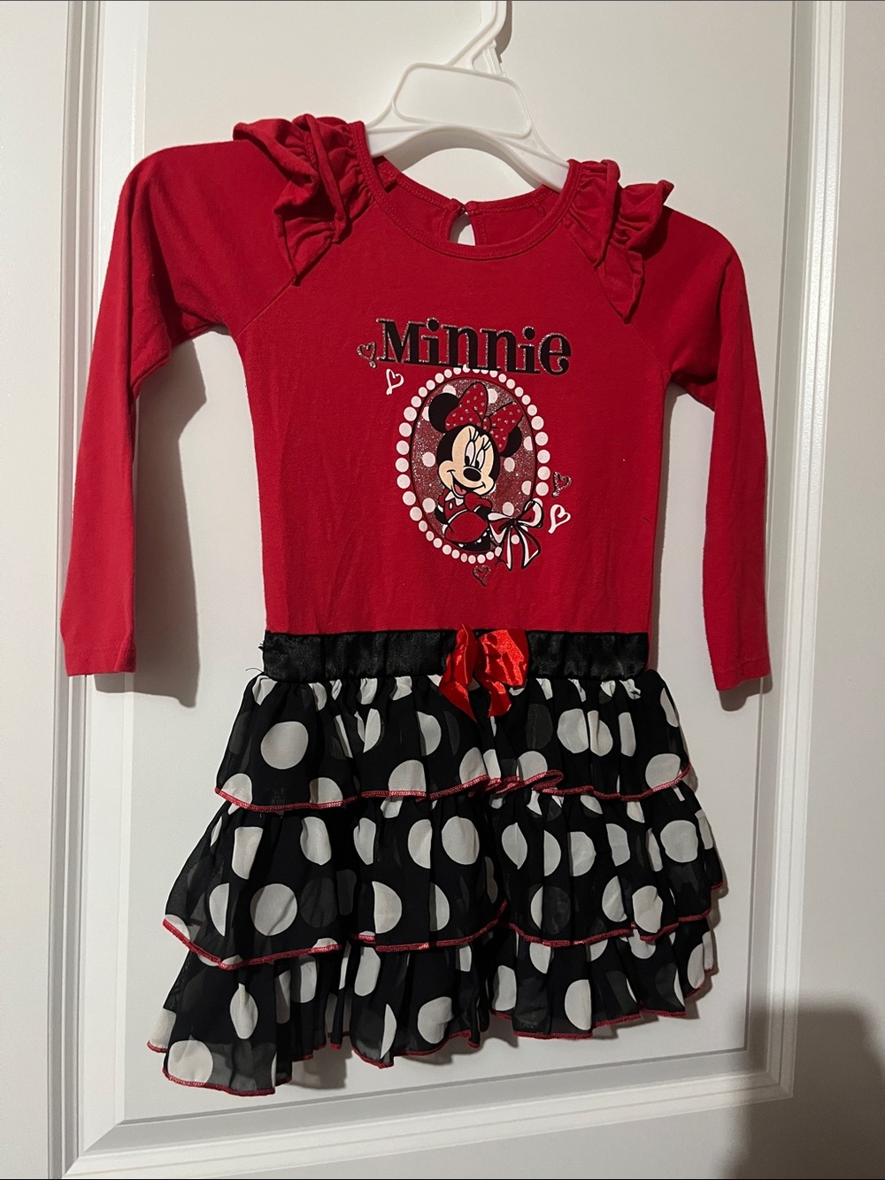 Disney Red and Black Minnie Polka Dot Layered Ruffle Dress